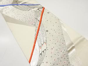 アンティーク　孔雀羽根に小花模様織り出し袋帯（材料）